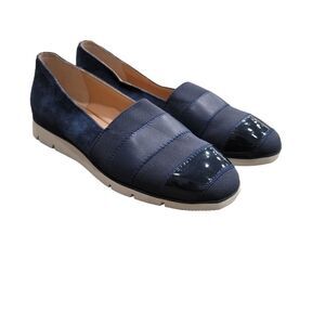 Donald J. Pliner MAY  Womens Shoes Size  6.5 Navy  Suede Patent Leather Slip On